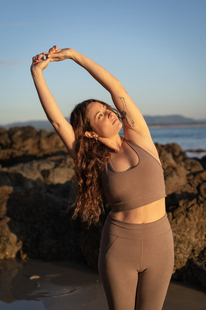 Medium to high support hemp yoga sports bra for women
