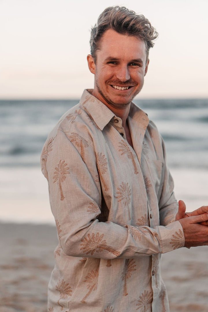 Hemp linen shirt mens