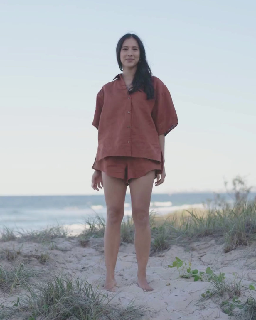 Zone by Lydia Hemp linen short and shirt set