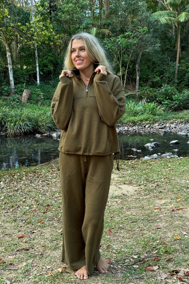 Hemp sweater and jogger set Olive green